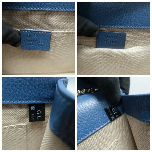 100% Authentic GUCCI Interlocking Blue  Leather Shoulder Bag 868-11324 - Picture 11 of 12
